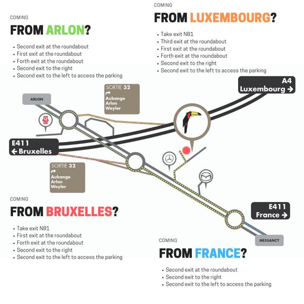 Acces Map to Hotel Luxembourg Arlon